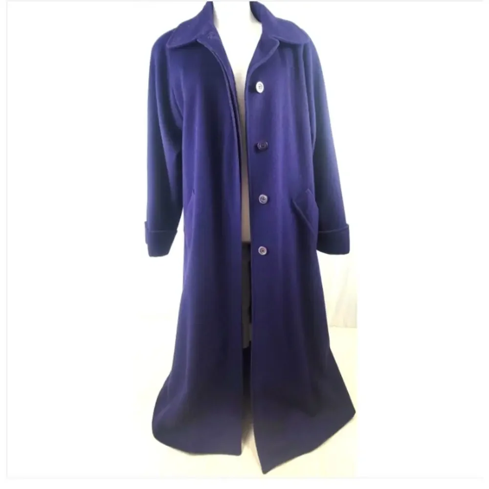 Vintage Steve by Searle Long Wool Coat Deep Purple Women’s 10 - Picture 2 of 10